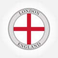 Flag of England round icon or badge. London circle button. English national symbol. Vector illustration.